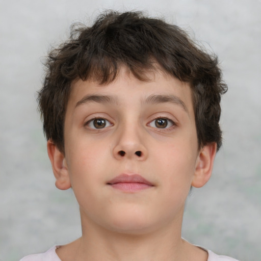 Neutral white child male with short  brown hair and brown eyes