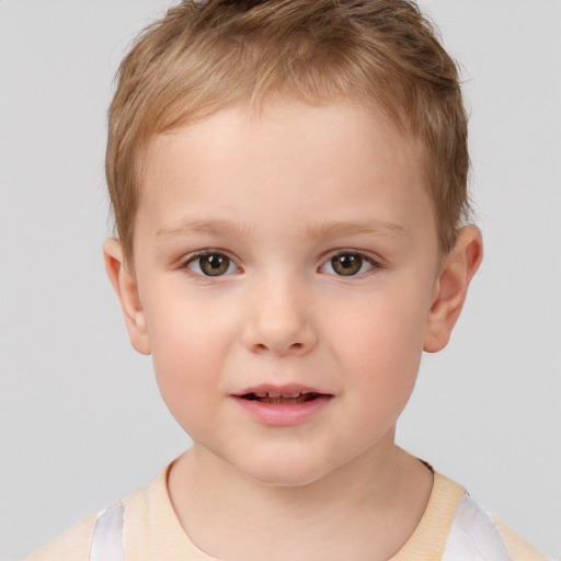 Neutral white child male with short  brown hair and brown eyes