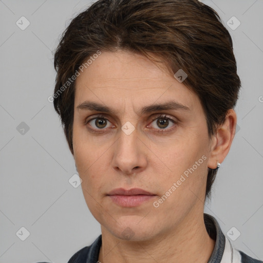 Neutral white adult male with short  brown hair and brown eyes