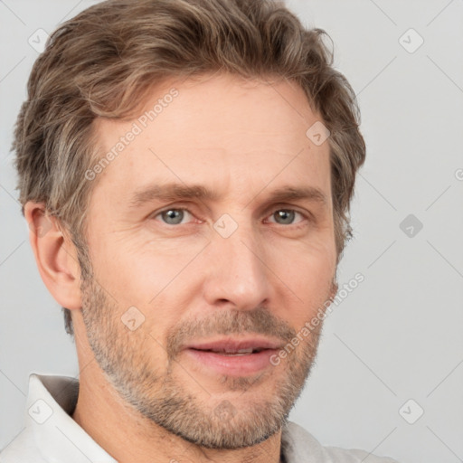 Neutral white adult male with short  brown hair and brown eyes