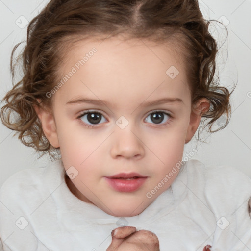 Neutral white child female with medium  brown hair and brown eyes