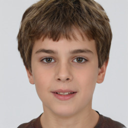 Neutral white child male with short  brown hair and brown eyes