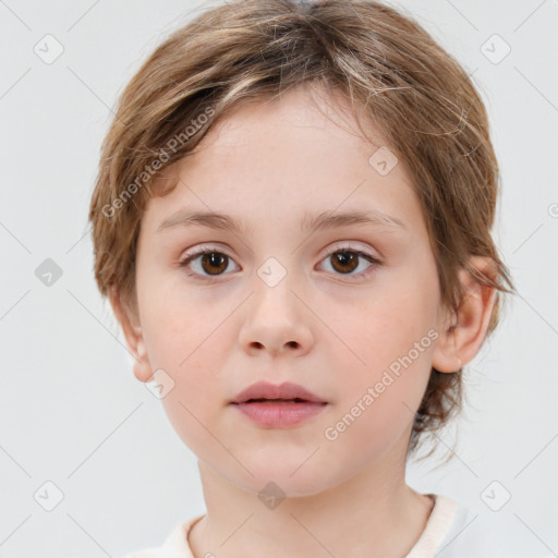 Neutral white child female with medium  brown hair and brown eyes