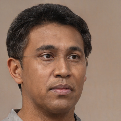 Neutral white adult male with short  brown hair and brown eyes