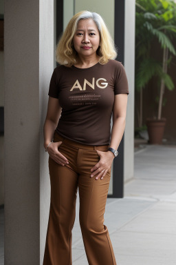 Malaysian middle-aged non-binary with  blonde hair