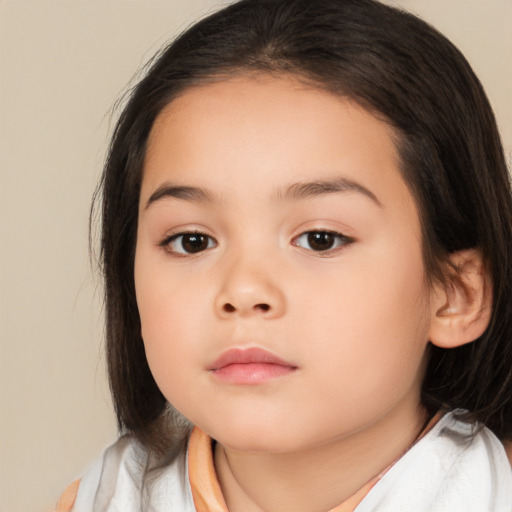 Neutral white child female with medium  brown hair and brown eyes