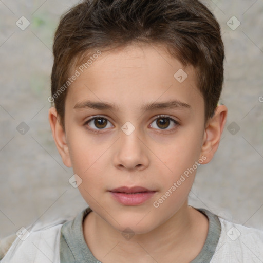 Neutral white child female with short  brown hair and brown eyes