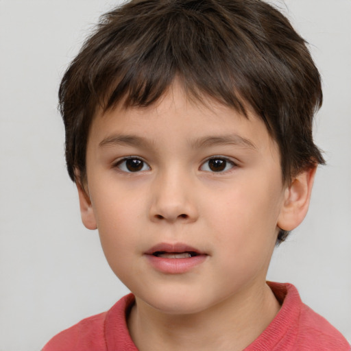 Neutral white child male with short  brown hair and brown eyes