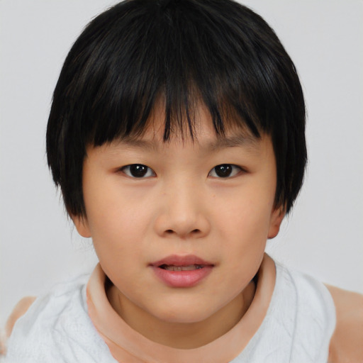 Neutral asian child female with medium  brown hair and brown eyes