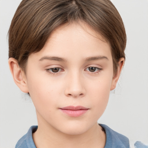 Neutral white young-adult female with short  brown hair and brown eyes