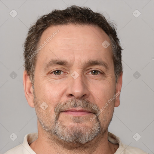 Neutral white adult male with short  brown hair and brown eyes