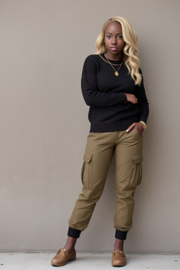 African american adult female with  blonde hair