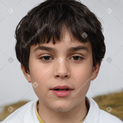 Neutral white child male with short  brown hair and brown eyes