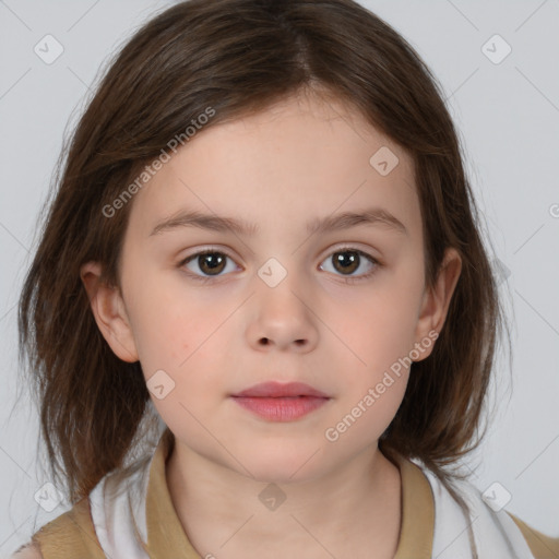 Neutral white child female with medium  brown hair and brown eyes