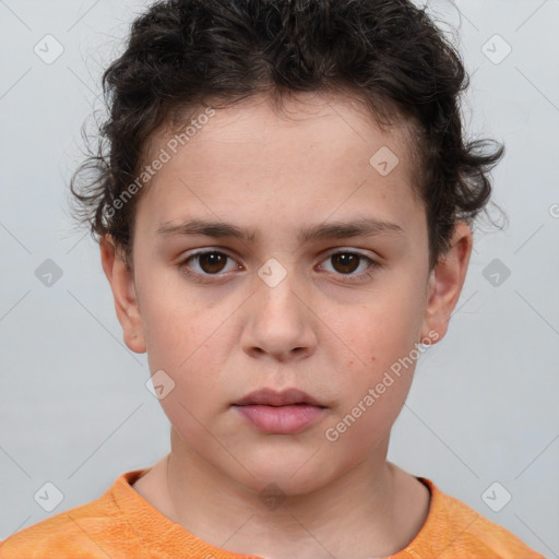 Neutral white child male with short  brown hair and brown eyes