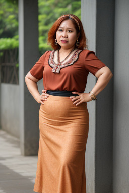 Indonesian middle-aged female with  ginger hair