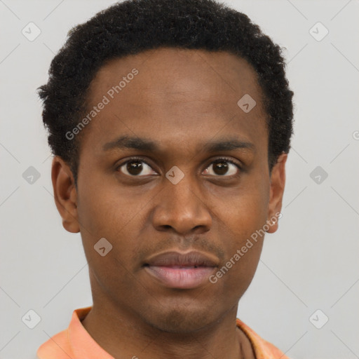 Neutral black young-adult male with short  brown hair and brown eyes