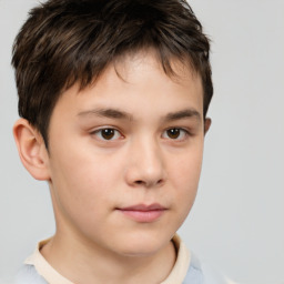 Neutral white child male with short  brown hair and brown eyes