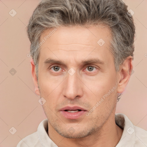 Neutral white adult male with short  brown hair and brown eyes