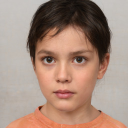 Neutral white child female with short  brown hair and brown eyes