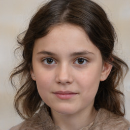 Neutral white child female with medium  brown hair and brown eyes