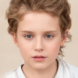 Neutral white child female with short  brown hair and brown eyes