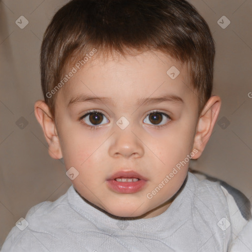 Neutral white child male with short  brown hair and brown eyes