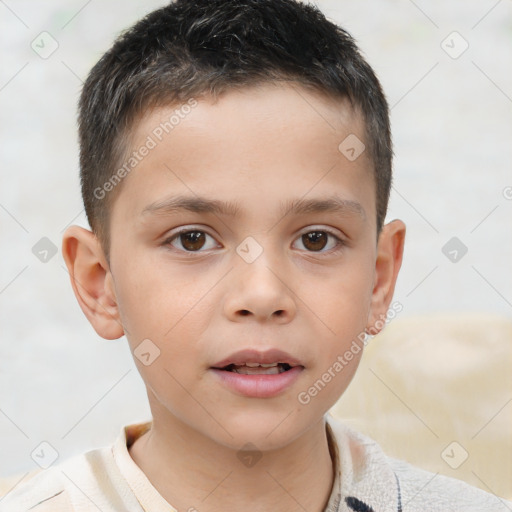 Neutral white child male with short  brown hair and brown eyes