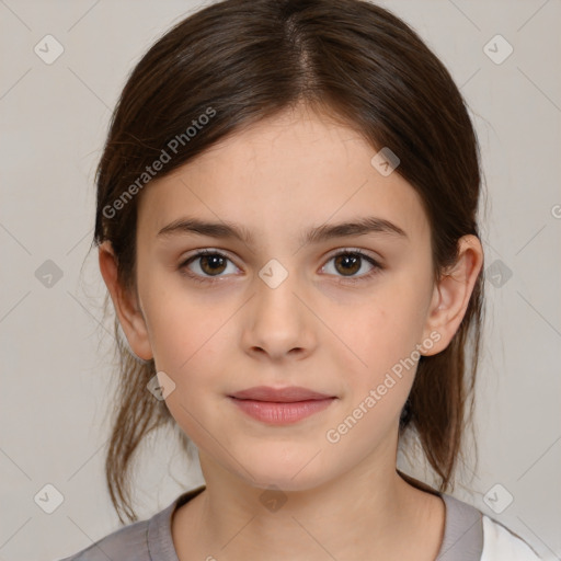 Neutral white child female with medium  brown hair and brown eyes