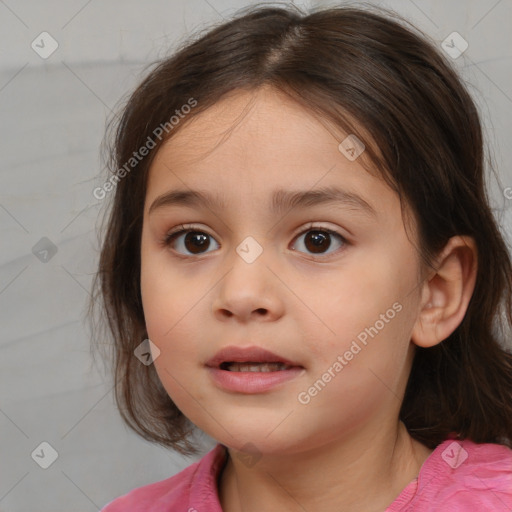 Neutral white child female with medium  brown hair and brown eyes