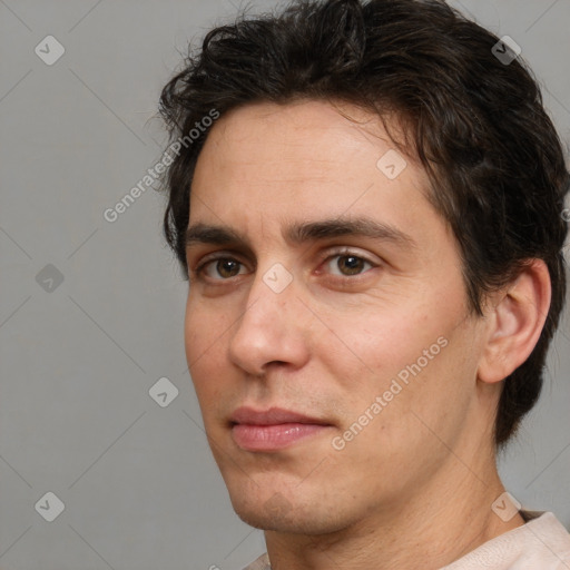 Neutral white adult male with short  brown hair and brown eyes