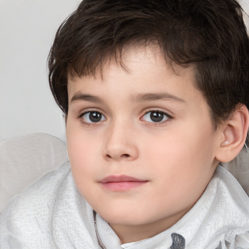 Neutral white child male with medium  brown hair and brown eyes