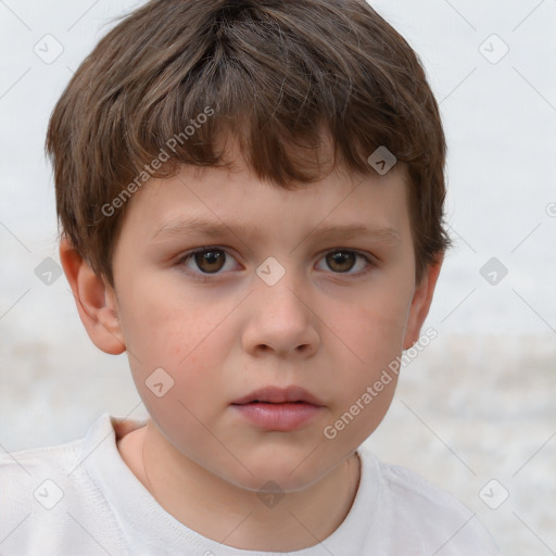 Neutral white child male with short  brown hair and brown eyes