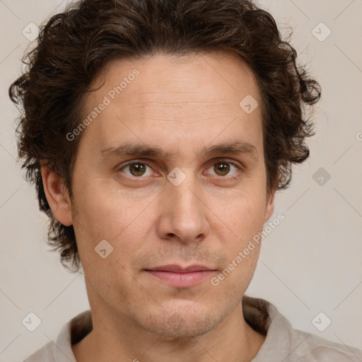 Neutral white adult male with short  brown hair and brown eyes