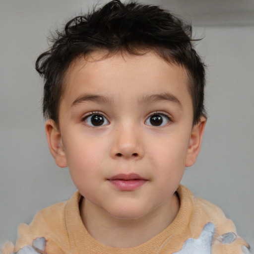 Neutral white child male with short  brown hair and brown eyes