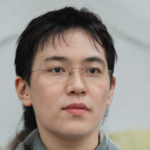 Neutral white young-adult male with medium  brown hair and brown eyes
