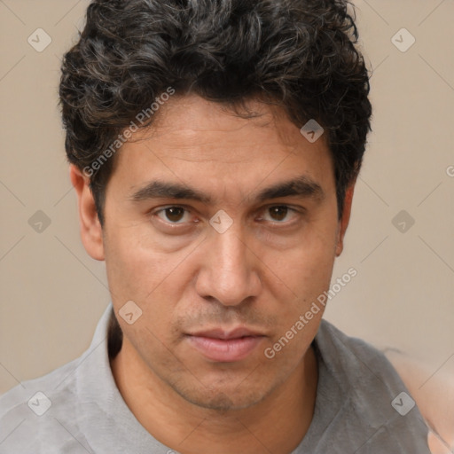 Neutral white adult male with short  brown hair and brown eyes