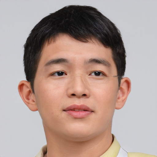Neutral asian young-adult male with short  brown hair and brown eyes
