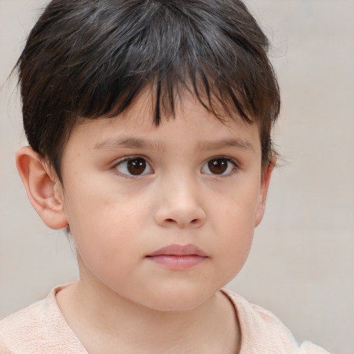 Neutral white child female with short  brown hair and brown eyes