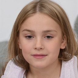 Neutral white child female with medium  brown hair and brown eyes