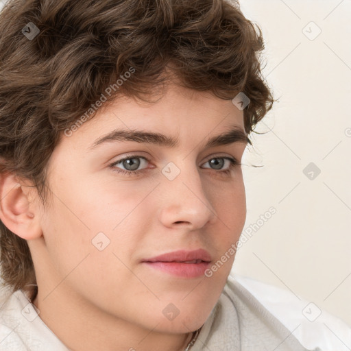 Neutral white young-adult male with medium  brown hair and brown eyes