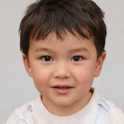 Neutral white child male with short  brown hair and brown eyes