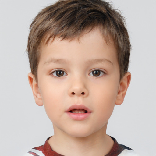 Neutral white child male with short  brown hair and brown eyes