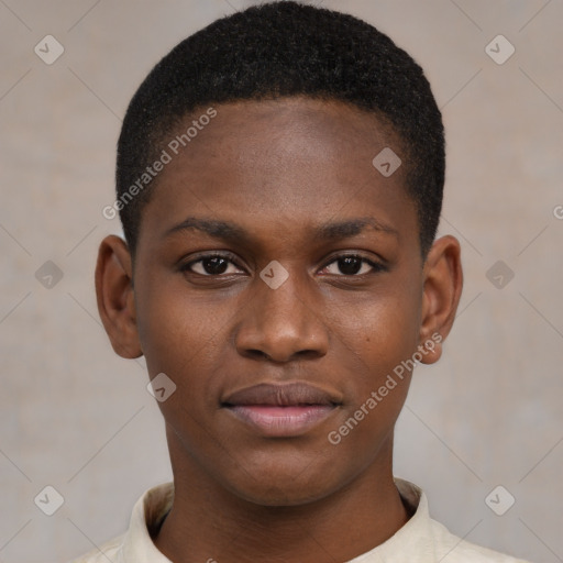 Neutral black young-adult male with short  brown hair and brown eyes