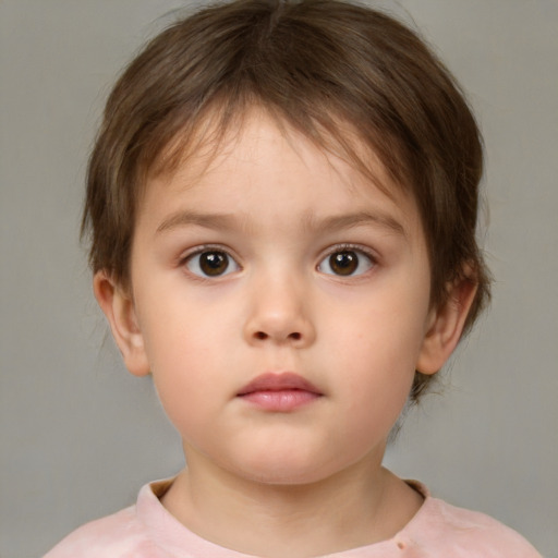 Neutral white child female with medium  brown hair and brown eyes