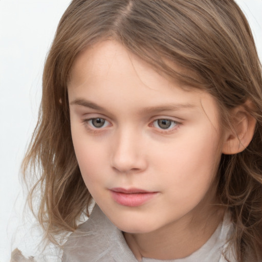 Neutral white child female with medium  brown hair and brown eyes