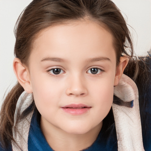 Neutral white child female with medium  brown hair and brown eyes