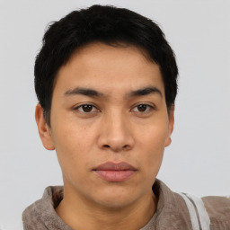 Neutral asian young-adult male with short  brown hair and brown eyes