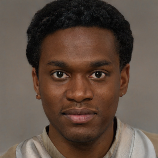 Neutral black young-adult male with short  brown hair and brown eyes