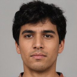 Neutral asian young-adult male with short  brown hair and brown eyes